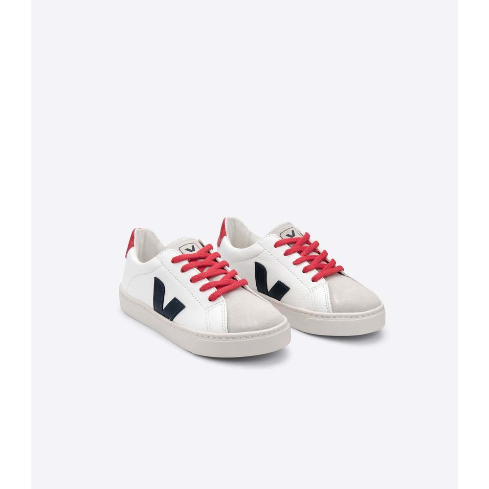 Kids' Veja ESPLAR LACES CHROMEFREE Shoes White/Black/Red | SG 732OKI